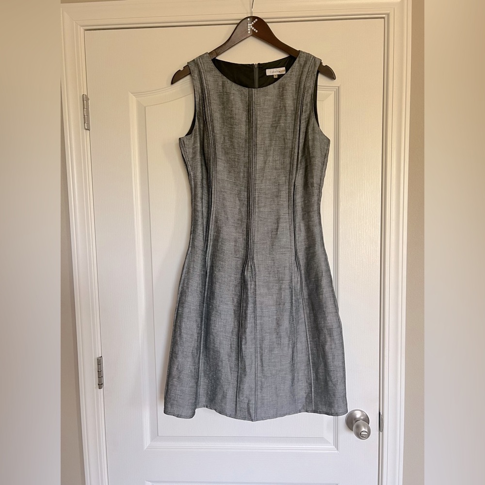 Calvin Klein Metallic Gray Workwear Dress size 10.